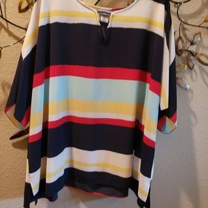 Almost sleeveless multicolored plus size blouse